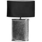 Premier Housewares Regents Park Table Lamp in Hammered Chrome Effect Finish with Ceramic Base