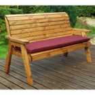 Charles Taylor Three Seater Winchester Bench with Burgundy Cushions and Fitted Cover