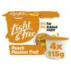 Light & Free Peach Passion Fruit 0% Added Sugar, Fat Free Yoghurt 4 x 115g