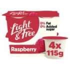 Light & Free Raspberry Greek Style 0% Added Sugar, Fat Free Yoghurt 4 x 115g