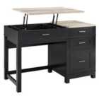 Solstice Janus Lift Top Desk - Black/Weathered Oak