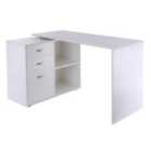 Zennor Compact L-Shaped Rotating Computer Desk with Drawers, Shelf & File Cabinet - White