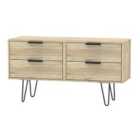Ready Assembled Hirato 4 DrawerRustic Oak Bed Box With Black Hairpin Legs