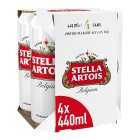 Stella Artois Premium Lager Beer Cans, 4x440ml