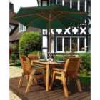 Charles Taylor 4 Seater Rectangular Table Set with Green Cushions, Storage Bag, Parasol and Base