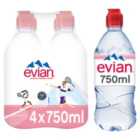 Evian Still Mineral Water Sports Cap 4 x 750ml