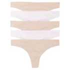 M&S Womens 5 Pack Microfibre Low Rise Thongs, Size 8-18, Opaline Mix