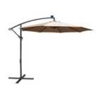 Airwave 3m Banana Hanging Parasol with Solar LED Spotlights (base not included) - Beige