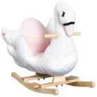 Jouet Kids Plush Ride On Swan Rocking Horse with music - White/Pink
