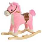 Jouet Kids Classic Plush Rocking Horse with Moving Mouth, Tail & Sounds - Pink
