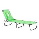 Outsunny Premium Folding Sun Lounger with Reading Hole - Green