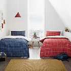 Checked 100% Cotton Reversible Duvet Cover and Pillowcase Twin Pack Set
