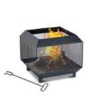 Outsunny Cube Fire Pit with Poker - Black