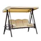 Outsunny 3 Seater Swing Seat with Adjustable Canopy - Beige