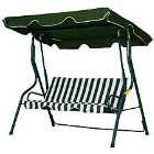 Outsunny Striped 3 Seater Swing Seat - Green/White