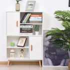 HOMCOM Free Standing Bookcase Shelving Unit With Two Doors Wooden Display White