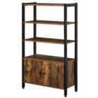 HOMCOM Multifunctional Bookcase With Display Shelves And Cupboard Rustic Brown