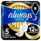 Always Ultra Pads Secure Night Extra Sanitary Towels (Size 5) 8 per pack