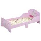 HOMCOM Kids Princess Castle Bed With Side Rails 6 Feet Slats Home 3 To 6 Yrs Pink