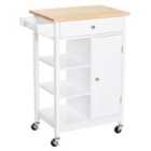 Kitchen Storage Trolley Unit With Wood Top Shelves