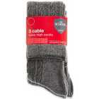M&S Girls 3pk Cable Knee High School Socks, Grey Marl