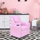 HOMCOM Kids Faux Leather Recliner Armchair With Cup Holder Pink