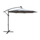 Airwave 3m Banana Hanging Parasol with Solar LED Spotlights (base not included) - Grey
