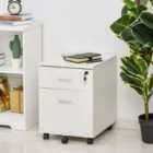 HOMCOM 2 Drawer Locking Office Filing Cabinet With 5 Wheels White