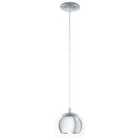 Rocamar Rounded Silver Pendant Clear Glass Shade