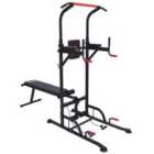 HOMCOM Power Tower Station for Home Gym Workout Equipment With Sit Up Bench