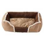 Bunty Kensington Medium Soft Fleece Fur Cushion Pet Basket - Cream/Brown