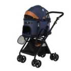 PawHut Luxury Folding Pet Stroller w/ Removable Carrier & Adjustable Canopy Bag - Blue