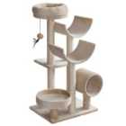 PawHut Multi-Level Cat Tree w/ Scratching Post, Perch, Tunnel and Hanging Ball - Beige