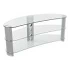 Jelly Bean 120cm Clear Glass Curved TV Stand