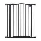 PawHut Adjustable Metal Pet Gate & Safety Barrier w/ Auto-Close Door Black - Black