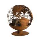 Fancy Flames Laser Cut World Fire Globe - Rust