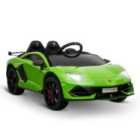 Reiten Kids Lamborghini SVJ 12V Electric Ride-On Car with Lights, Music & Remote - Green