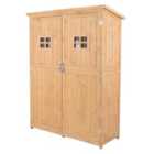 Outsunny 3' 9'' x 1' 5'' Wooden Outdoor Storage Tool Shed/Cabinet - Natural Wood