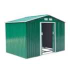 Outsunny 9' x 6' Metal Apex Storage Shed - Green
