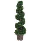 Outsunny 2 Pack Artificial Boxwood Spiral Tree w/ Nursery Pot - Green