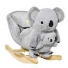 Jouet Kids Plush Ride-On Rocking Koala Toy with Gloved Doll - Grey