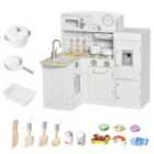 Jouet Childrens Electronic Cooking Kitchen Toy with Microwave, Fridge, & Cabinets - White
