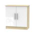 Ready Assembled Goodland Two Door Cabinet White and Oak Effect