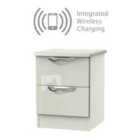 Ready Assembled Indices 2 Drawer Cabinet With Integrated Wireless Charging Kaschmir Gloss