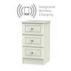 Ready Assembled Lisbon Three Drawer Bedside Cabinet Ash With Wireless Charging