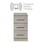 Ready Assembled York 3 Drawer Bedside Cabinet With Integrated Wireless Charging Kaschmir Ash