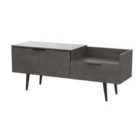 Ready Assembled Hirato TV Unit Pewter With Black Wood Legs