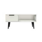 Ready Assembled Hirato 1 Drawer Coffee Table White Black Wood Legs