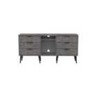 Ready Assembled Hirato 6 Drawer Sideboard Pewter Black Wood Legs