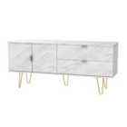 Ready Assembled Hirato Wide Sideboard Marble With Gold Metal Hairpin Legs